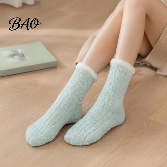 Breathable Heat Retaining Socks Thickened Plush for Women, Soft Coral Fleece Slipper with Extra Thick Velvet Towel Bottom Cushioning, Thermal
