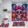 Halloween ghost Skull Pattern Shower Curtain  Bath Sets Waterproof Non-Slip Bathroom Rug Toilet U  With 12 Hooks Home Deco