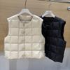 Autumn and Winter Fashion Grid Wear Down Jacket Vest Women's Crew Neck Fold Wear Soft Warm Vest