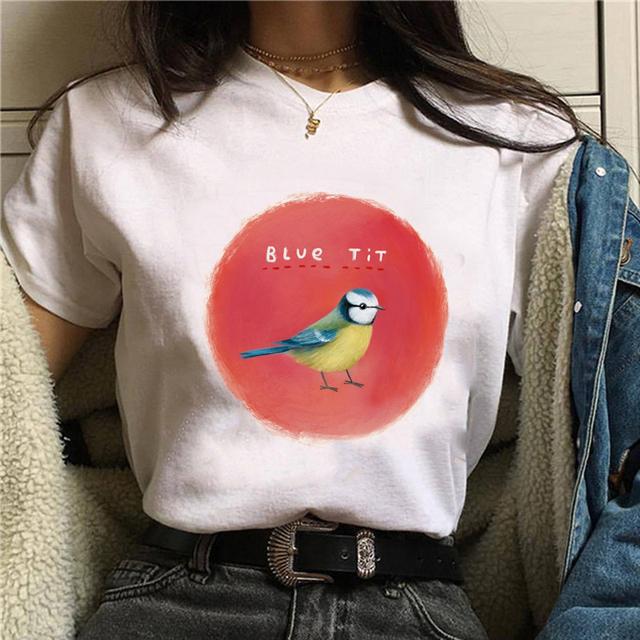 Summer Fashion Oversized T-Shirt for Women Harajuku Style Cockatiels Parrot Graphic Loose Short Sleeve Funny Bird Print Top