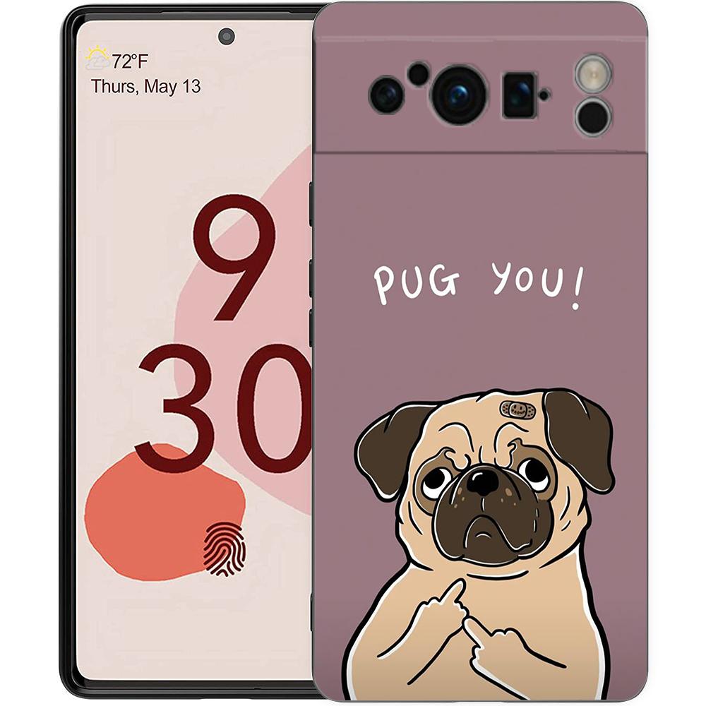 

For Google Pixel 10 Pro Phone Case Pixel 9 Pro XL TPU Case Pixel 8 Pro 9A 8A 7A 7 6A 6 Pro Soft Cover Animal Black Pug close up Pixel 9A