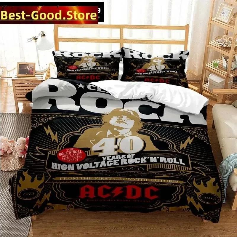 Fashion AC DC Rock Band Bedding Set Printed Bed Set With Pillowcase Bed Duvet Cover Soft Single Double Queen Super King Size