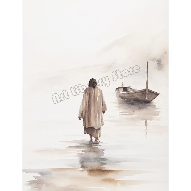 

Минималистичный Иисус, въезжающий в Иерусалим, христианский крест, религиозный плакат, картина на холсте, настенное искусство, картины для декора дома, гостиной 21cm×30cm NoFrame