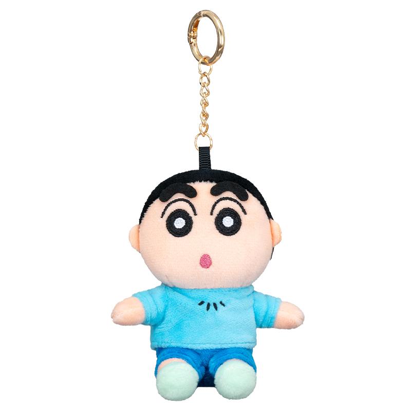 Kawaii Crayon Shinchan Shiro Plush Plush-Filled Animal Key Ring Authentic Japanese Animation Character Figure Pouch Attachment
