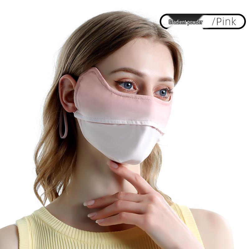 Ice Silk Women's Sunscreen Face Mask with 3D Eye Protection - Breathable, Thin, and Blush for Outdoor Cycling