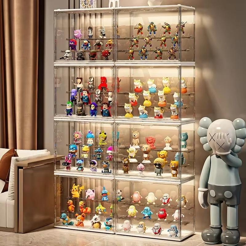 New Acrylic Display Stand Storage Box For Figurines Bubble Mat Transparent Showcase For Collectible Toys And Jewelry Accessories