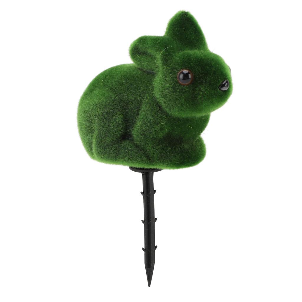 Hase Pflanzstecker Regenfest Grün Moosbeflockte Hasenfigur für Hof Gartendekoration