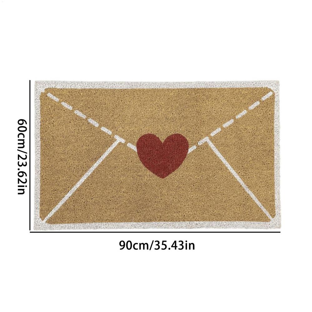 Heart Envelope Valentine Door Mat Non-Slip Indoor Outdoor Welcome Rug Front Door Entryway Decor for Holiday Season Home Balcony