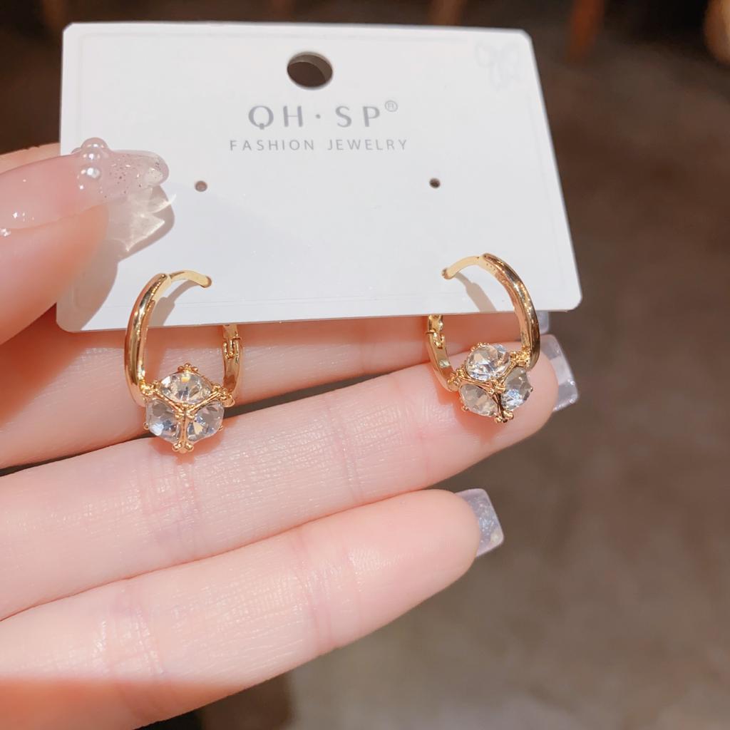 New trendy niche design high-end earrings women's versatile small exquisite zircon earrings