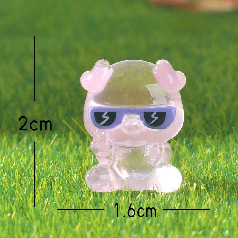 Sunglasses Animal Garden Glow-in-light Small Ornaments Cute Little Rabbit Bear Resin Accessories