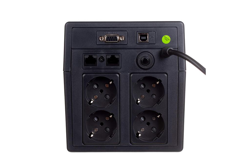 Zasilacz awaryjny UPS DIGITUS Line-Ineractive LED 1000VA/600W, 2x12V/7Ah, AVR, 4x Schuko CEE 7/3, 2x RJ11, 1x USB 2.0 typ B