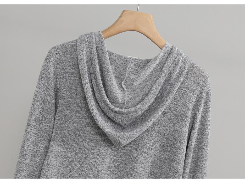 Women's Slimming High Elasticity Knitted Hoodie - Autumn/Winter Style, Warm Long Sleeve Casual Top