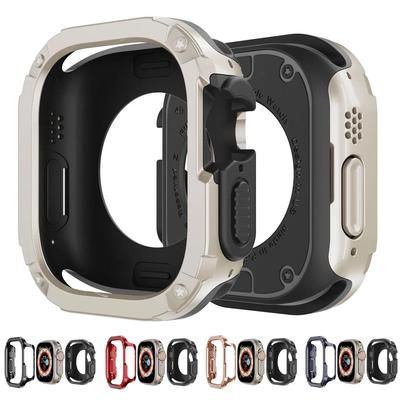 2-in-1 Hülle für Apple Watch Serie 10/9/8/7/SE/6/5/4 Ultra 46mm 42 45 40 44 49mm TPU + PC Stoßfester Schutz Bumper für iwatch
