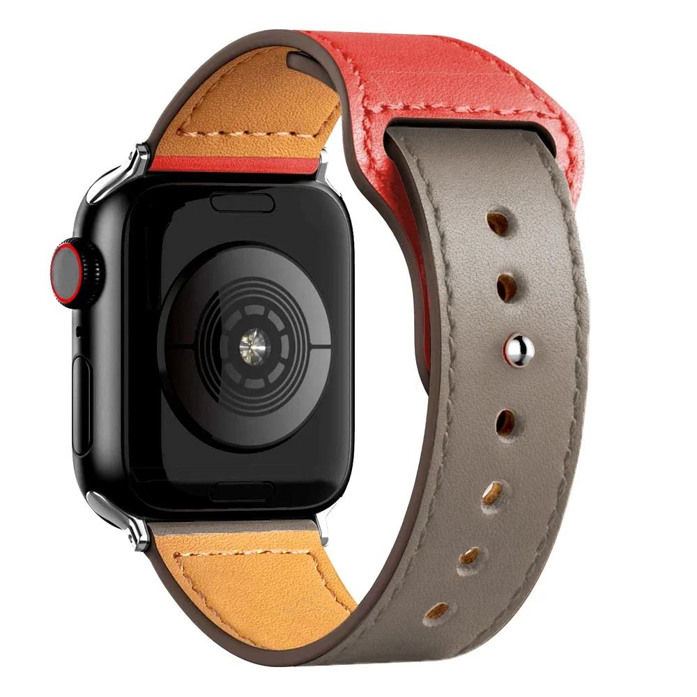 Leather Bands for Apple Watch Ultra 2 49mm 41mm/45mm 44mm 40mm 46mm/42mm Wrist Bracelet Strap IWatch Series 9 8 7 3 4 5 6 10