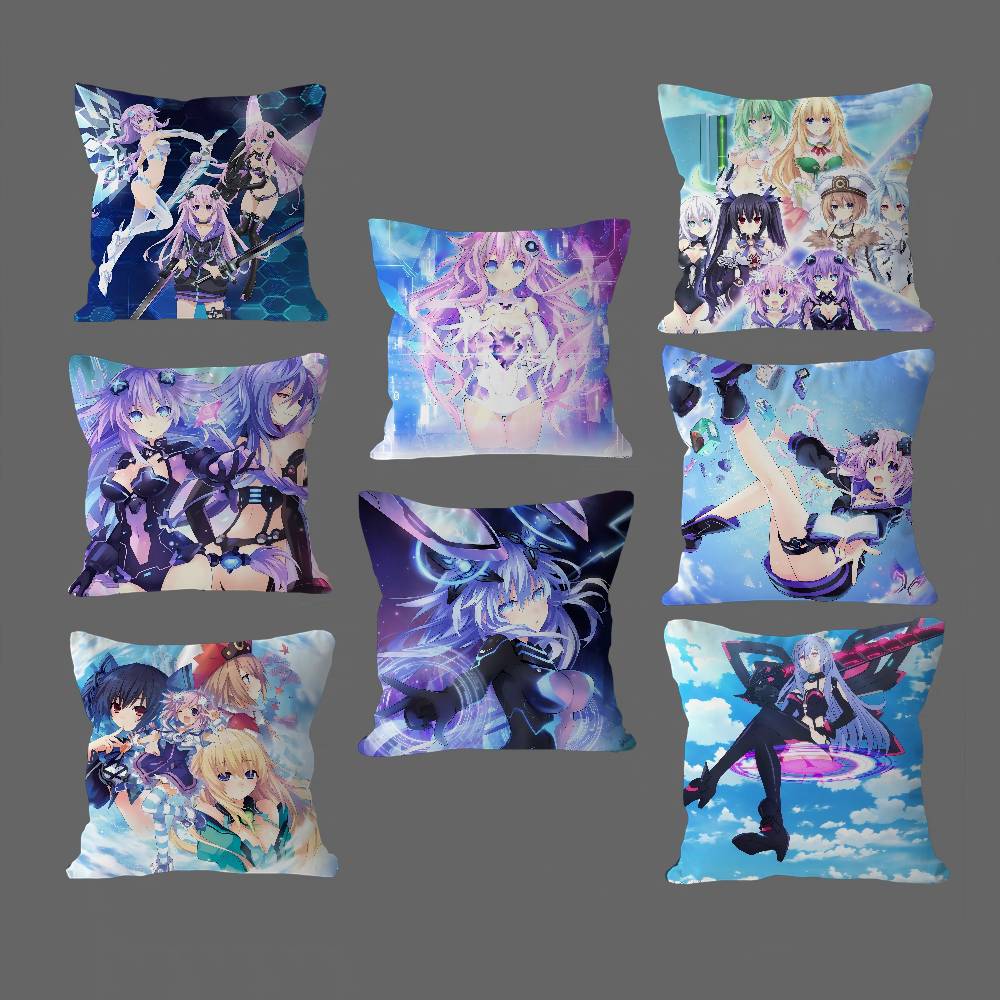 H-Hyperdimension N-Neptunia Cushion Cover Pattern Soft Plush Pillow Case For Home Living Room Sofa Deco