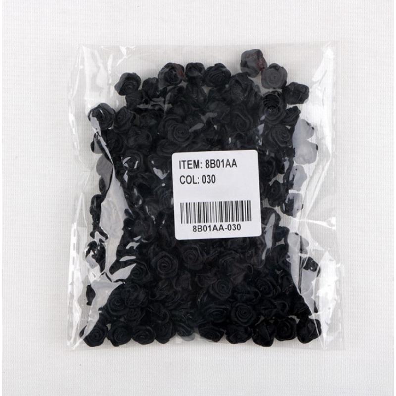 

50 шт. 1 см 1,5 см Мини Ручная работа Лента Роза Сделай сам Аксессуары для волос, Аксессуары, Декоративные цветы из ленты Black * 1.5