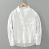 Japanese Retro Long-sleeved Linen Shirt Men Summer New Loose Pullover Square Collar Cardigan Casual Cotton Linen Top