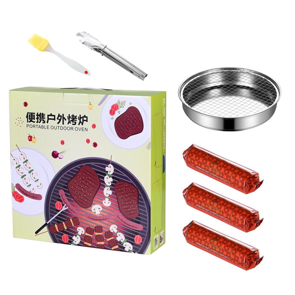 Disposable BBQ Grill Fast Ignition Smokeless Prevent Scalding Shell Portable Outdoor Charcoal Grill for Picnic 28cm