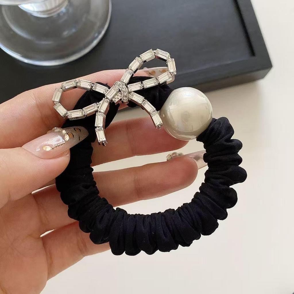 Korean Rhinestone Beaded Hair Tie for Women's Fashion Ponytails and Buns