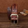 Belt Men's Copper Pin Buckle Thickened First Layer Cowhide Men's Genuine Leather Retro Engraved Export Belt Locomotive Men's Models