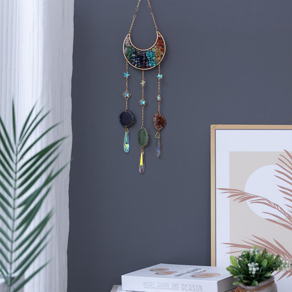 Ловец снов для окна хрустальный ловец солнца светотень колокольчик призма шар солнцеуловитель подвеска Colorful moon sun catcher