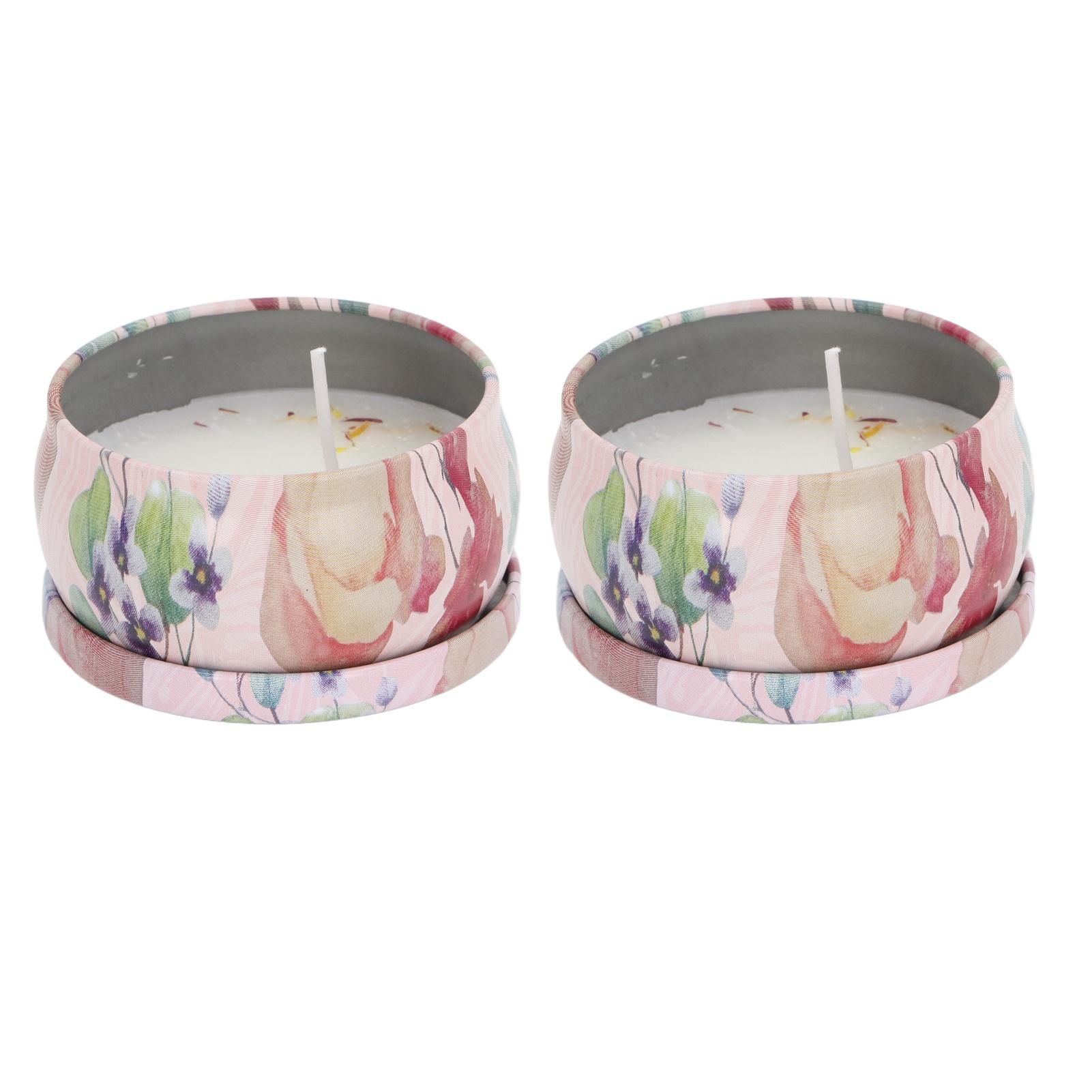 2pcs Dried Flower Aromatherapy Candle Long Lasting Relaxing Fragrance Home Decor Smokeless Gardenia Scented Candle