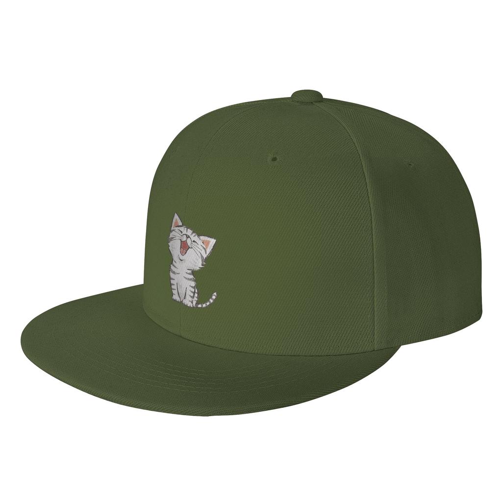 Fashion American Shorthair happy Flat Brim Sun Hat  Denim Outdoor Hat Caps For Unisex