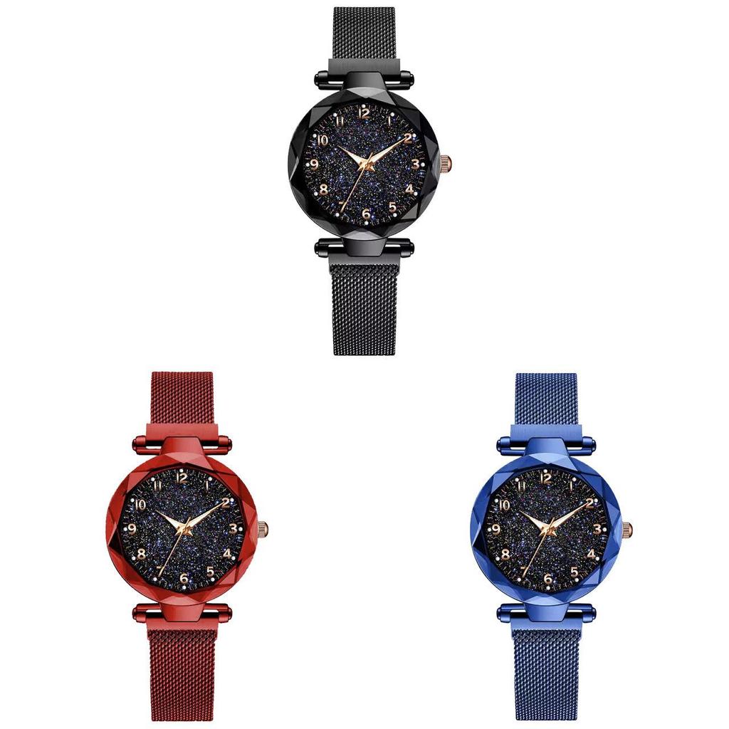 Montre à Quartz Lumineuse Numérique Ciel Étoilé à Bracelet Magnétique Pour Étudiants