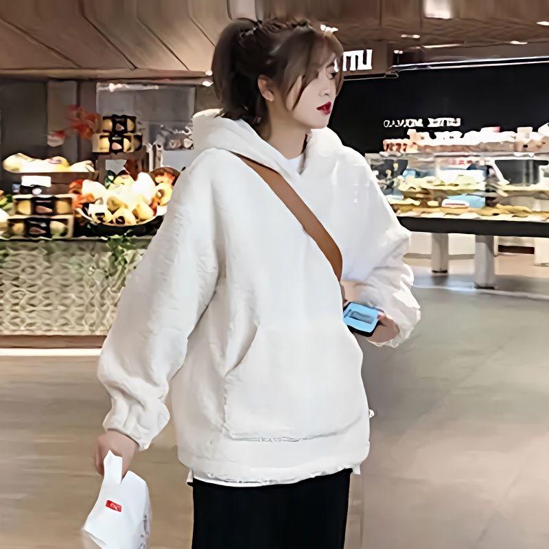 

Толстовки с капюшоном женские корейские свободные и плюшевые толстые искусственная овечья шерсть симпатичный стиль куртка для женщин 2XL белый