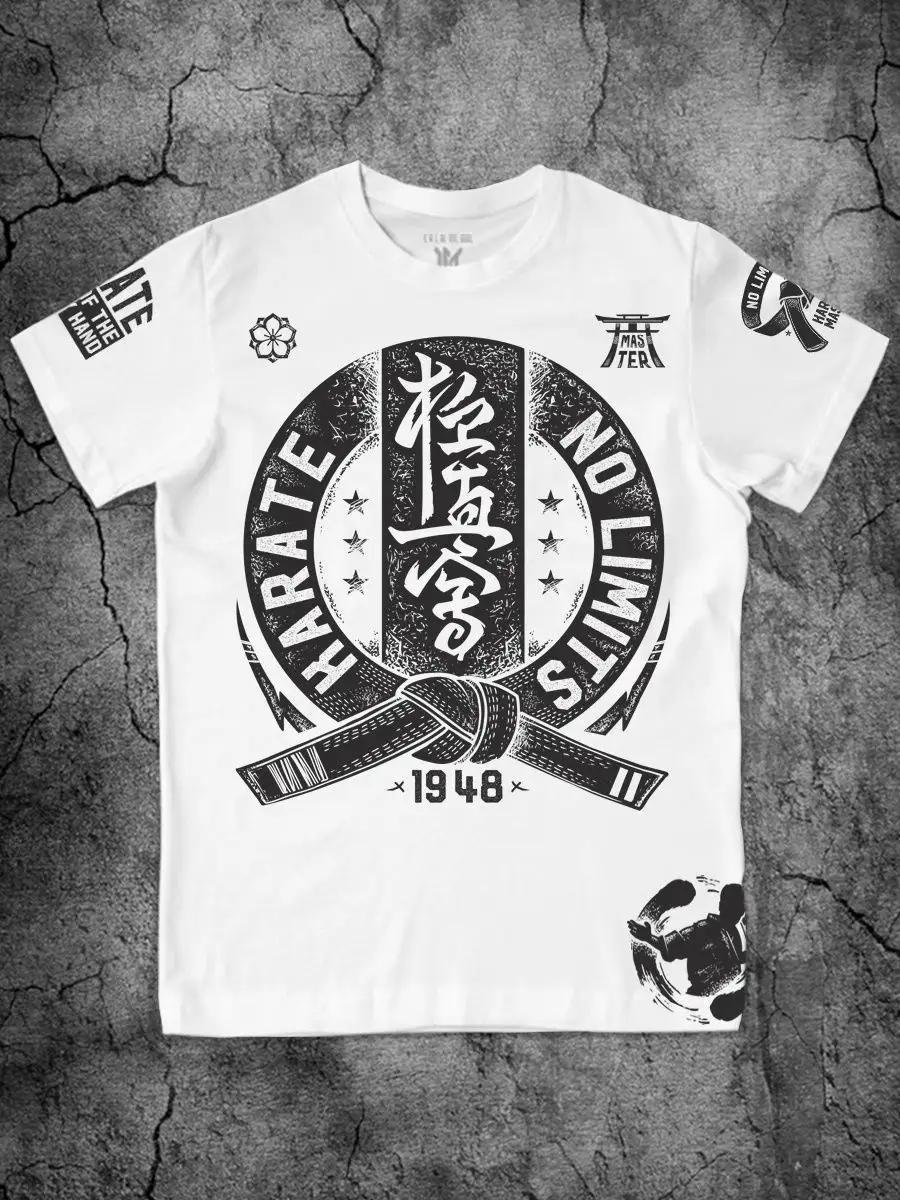 Karate Kyokushin T-shirt Printed with Hieroglyphs Cotton 3XL