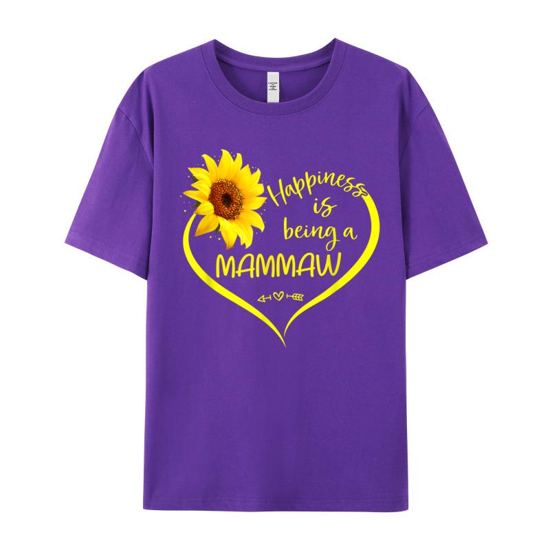 Happiness Is Being A Mammaw Oneck Tshirts Summer Tops Tees Short Sleeve Classic 100 Cotton Normal T Shirt Graphic Unisexs