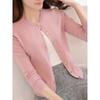 Autumn Winter Knitted Cardigan Women's Sweater Jacket 2025 Round Neck Long Sleeve Korean Version Thin Top Solid Color Casual Simple Outer Top Clothing