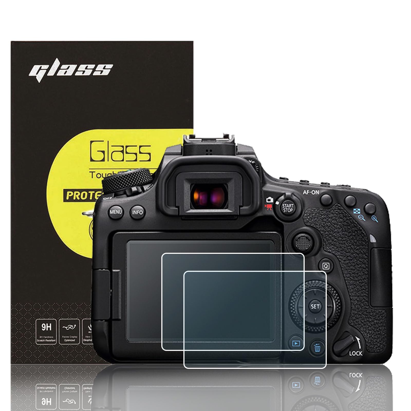 

of Glass Screen Protector for Canon EOS Kiss Kiss Kiss and Over High 9H and [Set 2] Ultra-Thin 90D, 80D, 70D, x9i, x8i, x7i, 8000D, 9000D, 95%