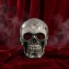 Simulated Bone Texture Resin Skull Figurine Realistic Human Head Model Spooky Halloween Skeleton Statue for Indoor Fireplace Kitchen Gothic