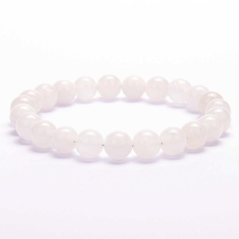 New European & American Style Cross Bracelet, 8MM Natural Stone Beaded Fashion Accessory