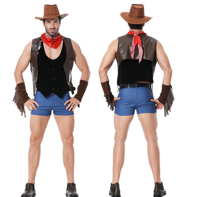 Halloween Men's Nightclub Bar Sexy Uniform Western Cowboy Sex Suit Cosplay Suit