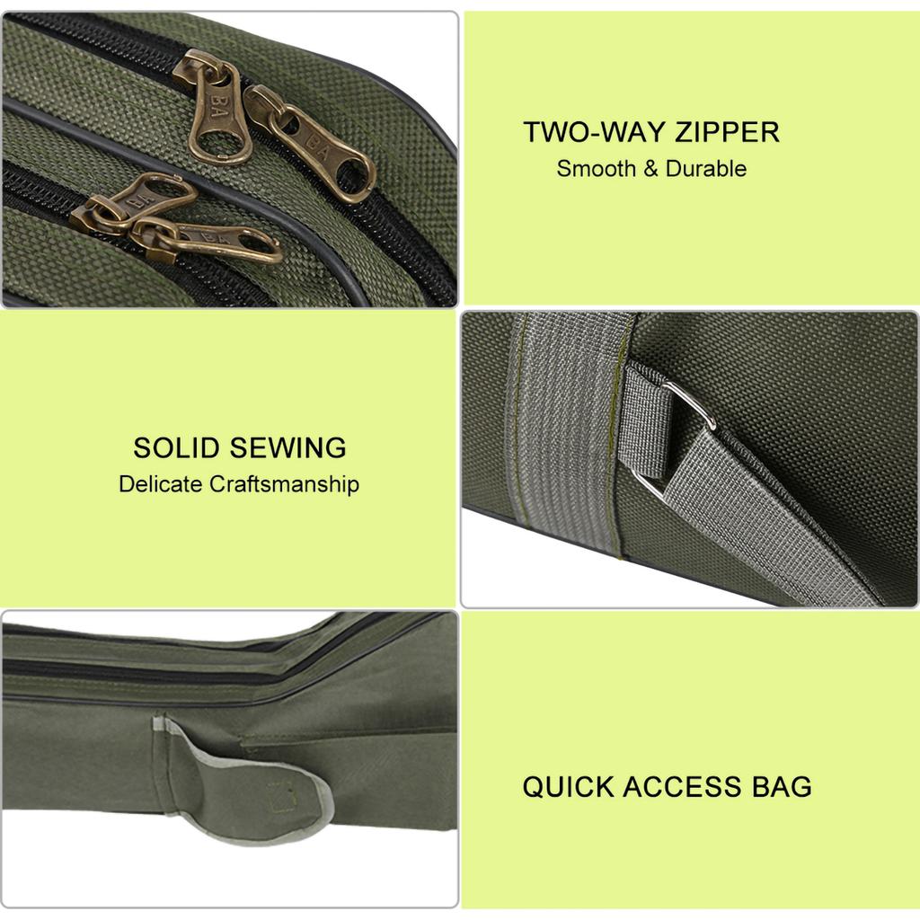 Outdoor Fishing Rod Pole Reel Lures Box Storage Bag Adjustable Shoulder Strap (Green1.5m)