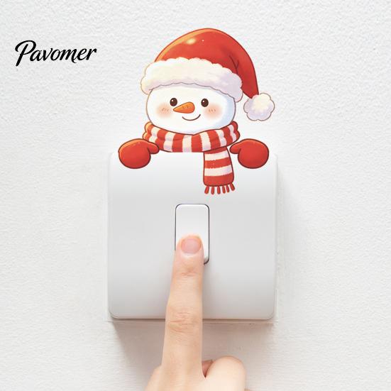 Snowman Wall Sticker Christmas Switch Stickers, PVC Waterproof Light Decals for Square Power Switches & Indoor Accessory Socket Panels, Removable Art
