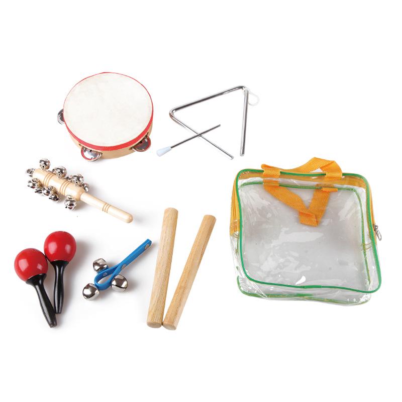 

Kids Six-Piece Wooden Music Toy Set: Early Education Percussion Instruments with Hand Bells and Sand Hammer