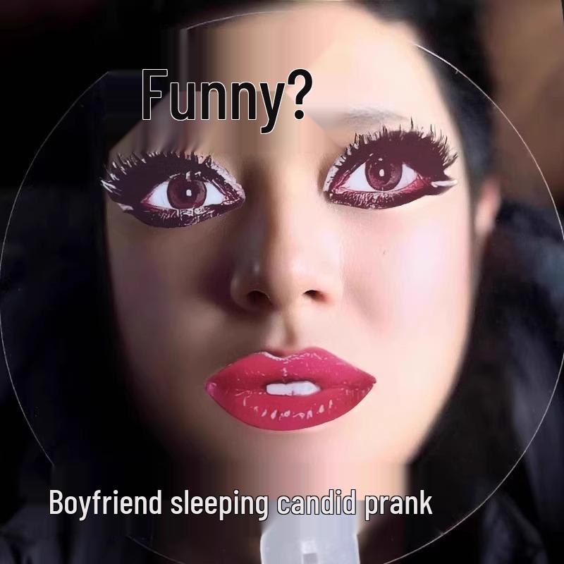 Lady Gaga Transparent Fan with Fiery Red Lips - Abstract Parody Emoticon Pack, Funny Round Photo Prop Gift for Bestie