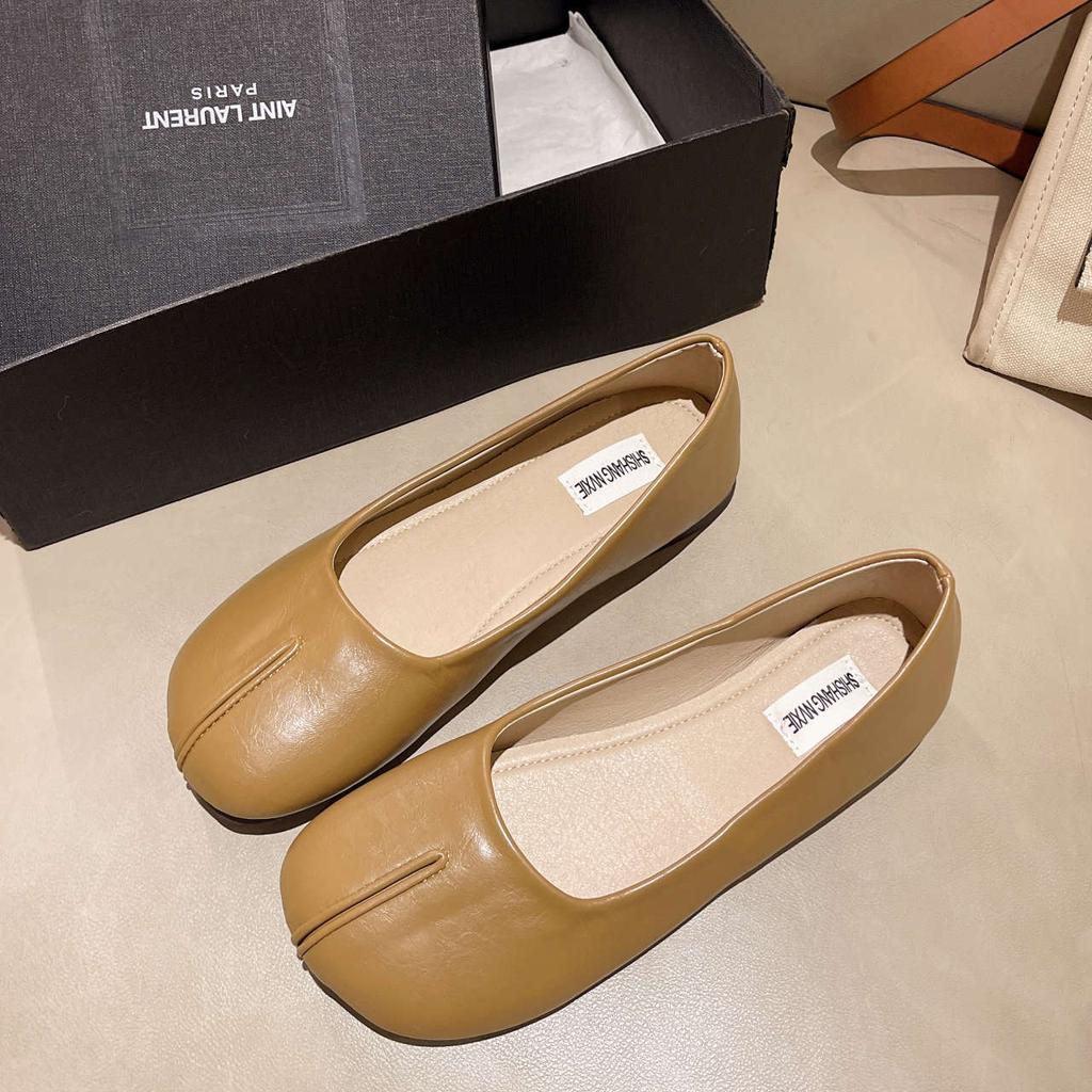 Weiches Leder weichsohlige Einzelschuhe Damen flachsohlige 2025 neu koreanische Version vielseitige Mode lässig ein Pedal Lazy Doudou Schuhe
