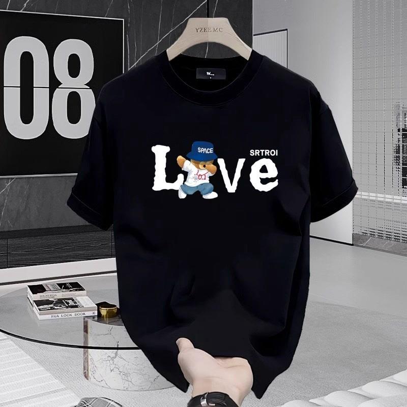 100% cotton fashion brand American T-shirt Plankton Shuai letters printed men's summer round neck loose casual short sleeves