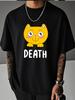 Unisex Summer Casual Short Sleeve T Shirt Cute Yellow Cat Death Letter Graphic Oversized Loose Tees Street Daily Fashion Tops