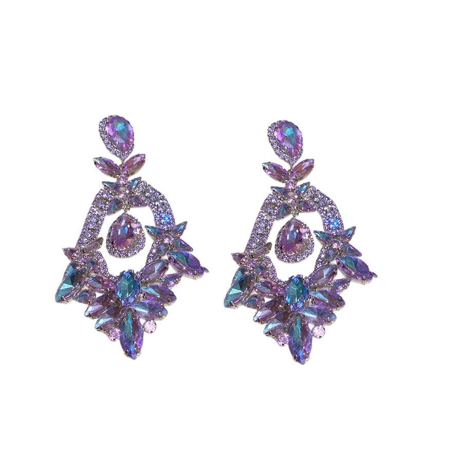 Silver Needle Diamond Oval Water Drop Earrings Light Luxury Premium Earrings Popular Fashion Exaggerated Trend Earrings Women