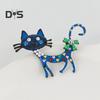 Adorable Cat Shape Brooch Colorful Enamel Faux Pearl Rhinestone Pin Suit Lapel Badge Casual Accessories