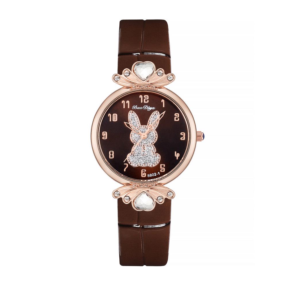 Orologio da polso al quarzo alla moda Douyin con fiocco, design di coniglio e quadrante digitale semplice