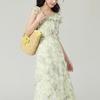 French Floral Dress Women's Summer Flower Dream-catching Lotus Leaf Edge Collar Long Dress 2026 Summer New Gentle Long Dress