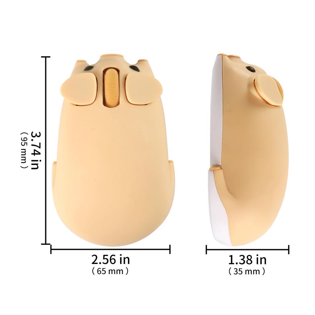 Wireless Bluetooth and USB Cute Pig Medium Compatible with Microsoft and Yellow Mouse, 2.4GHz Compatible, Design, Size, Quiet, Battery-Operated, iOS,