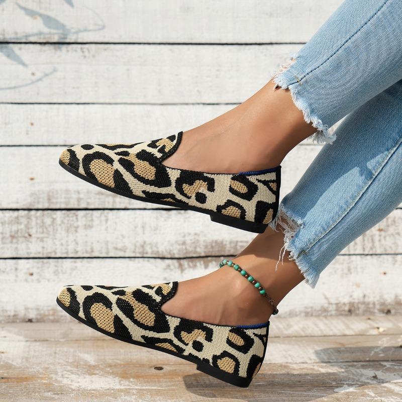 Spring and Autumn Flying Weaving Single Shoes Doudou Shoes Flat 4 Women's Shoes Soft Sole Square Head