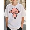 European Sizes Round Neck Boys Clothing Casual Trendy Cartoon Pig Picking Nose Pattern T - Shirt Kids Wear for Boys Street Style Casual Wear